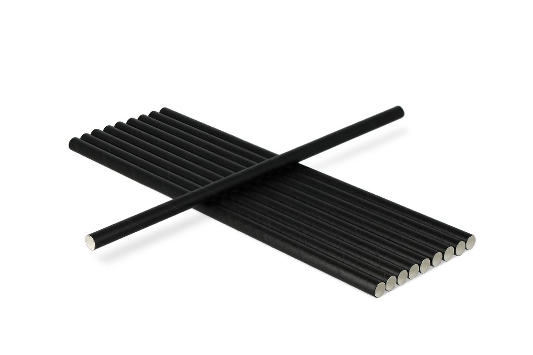 Papieren rietjes zwart 240x8mm BIO