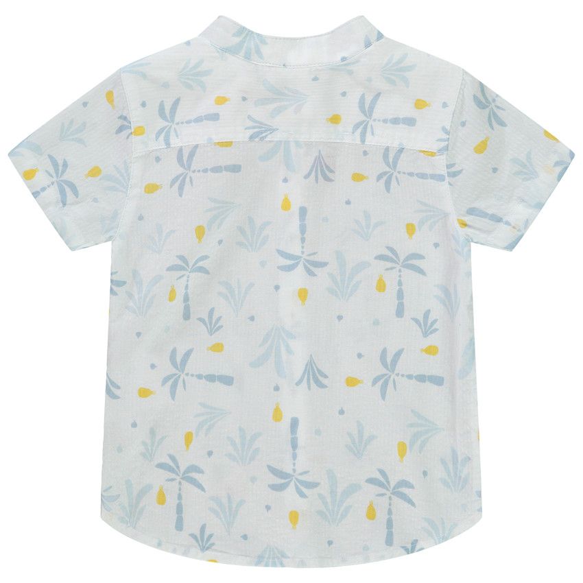 Chemise manches courtes imprimé arty à col mao pour bébé garçon - Blanc