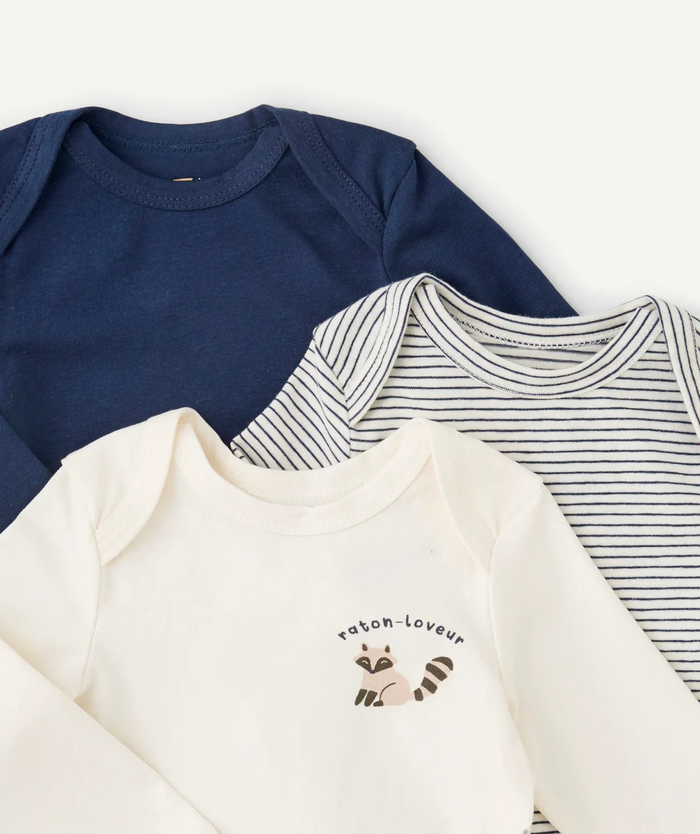 LOT DE 3 BODIES BÉBÉ EN COTON BIO RATON LOVEUR