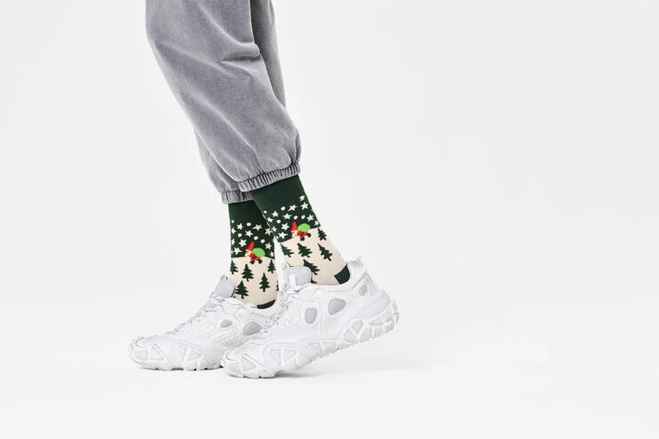 Happy Socks Santa On The Way Sock Dark green