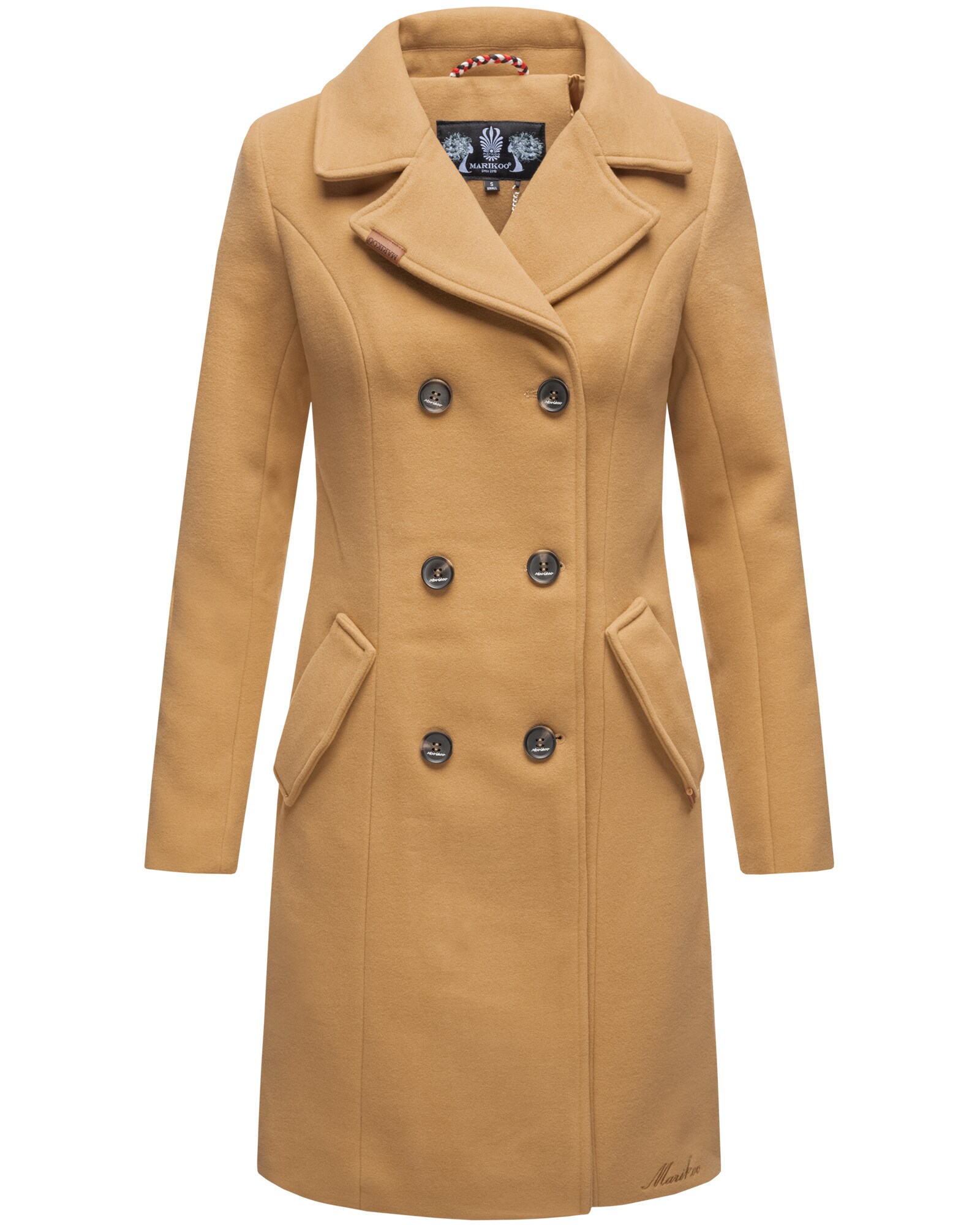 MARIKOO Damen Edler Wintermantel Trenchcoat in Wollmantel-Optik Nanakoo