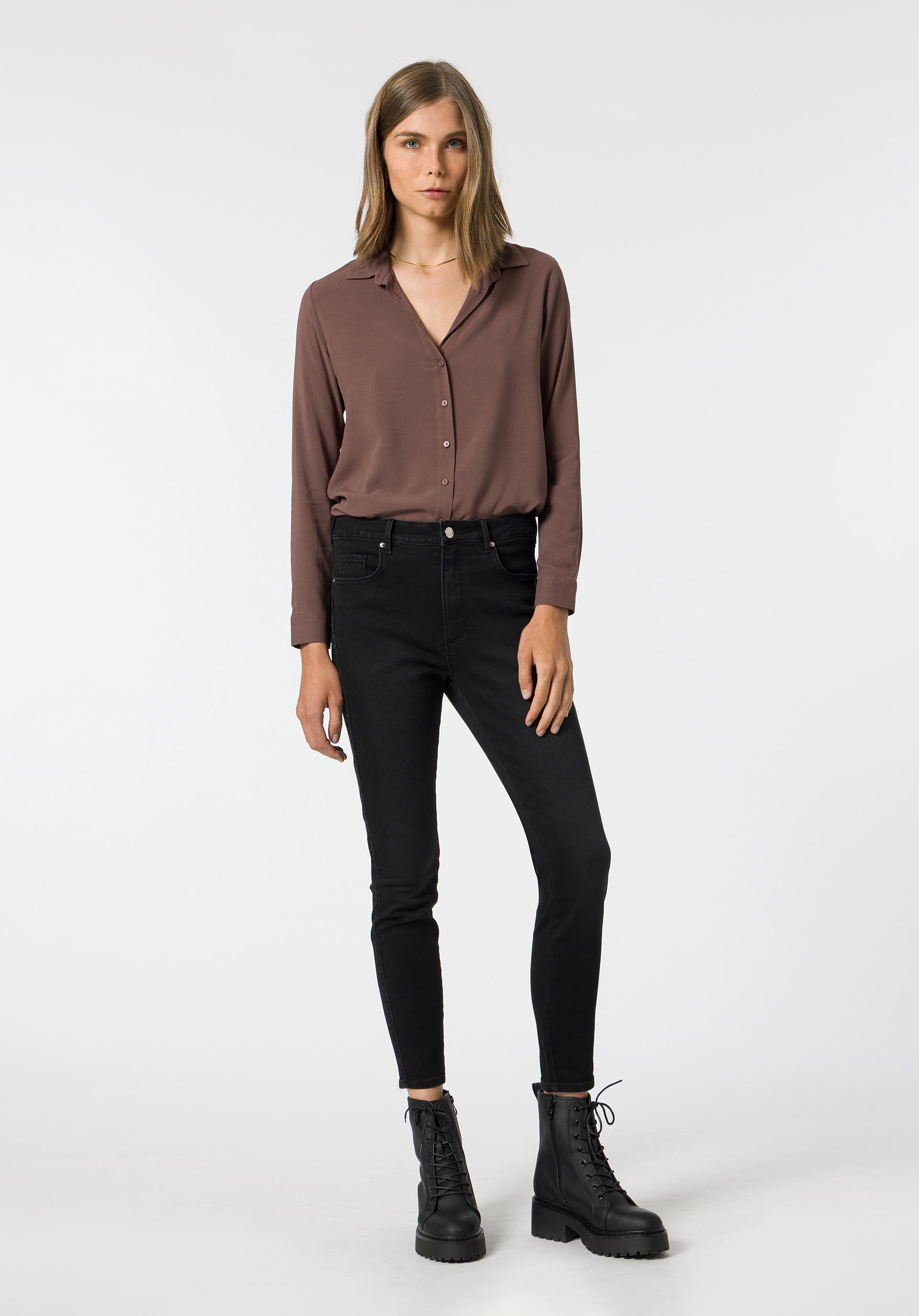 Jeans Push-up Skinny Cintura Alta