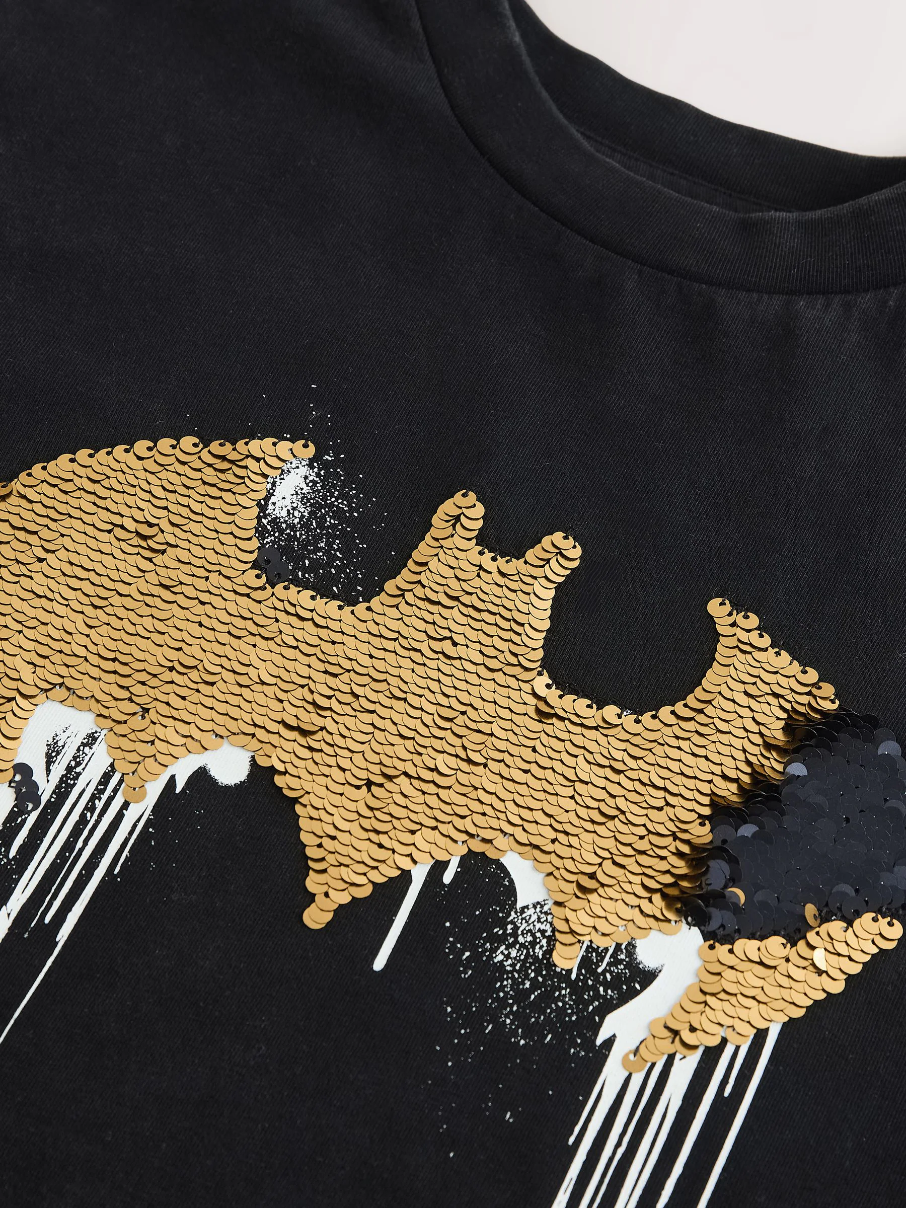 Zwart - Flip Sequin Batman T-shirt (3-15jr)