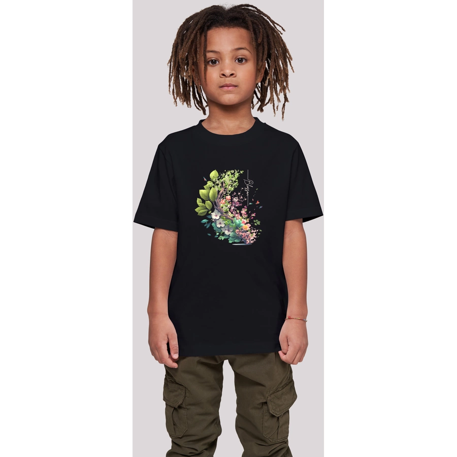 F4NT4STIC T-Shirt Baum mit Blumen Tee Unisex schwarz