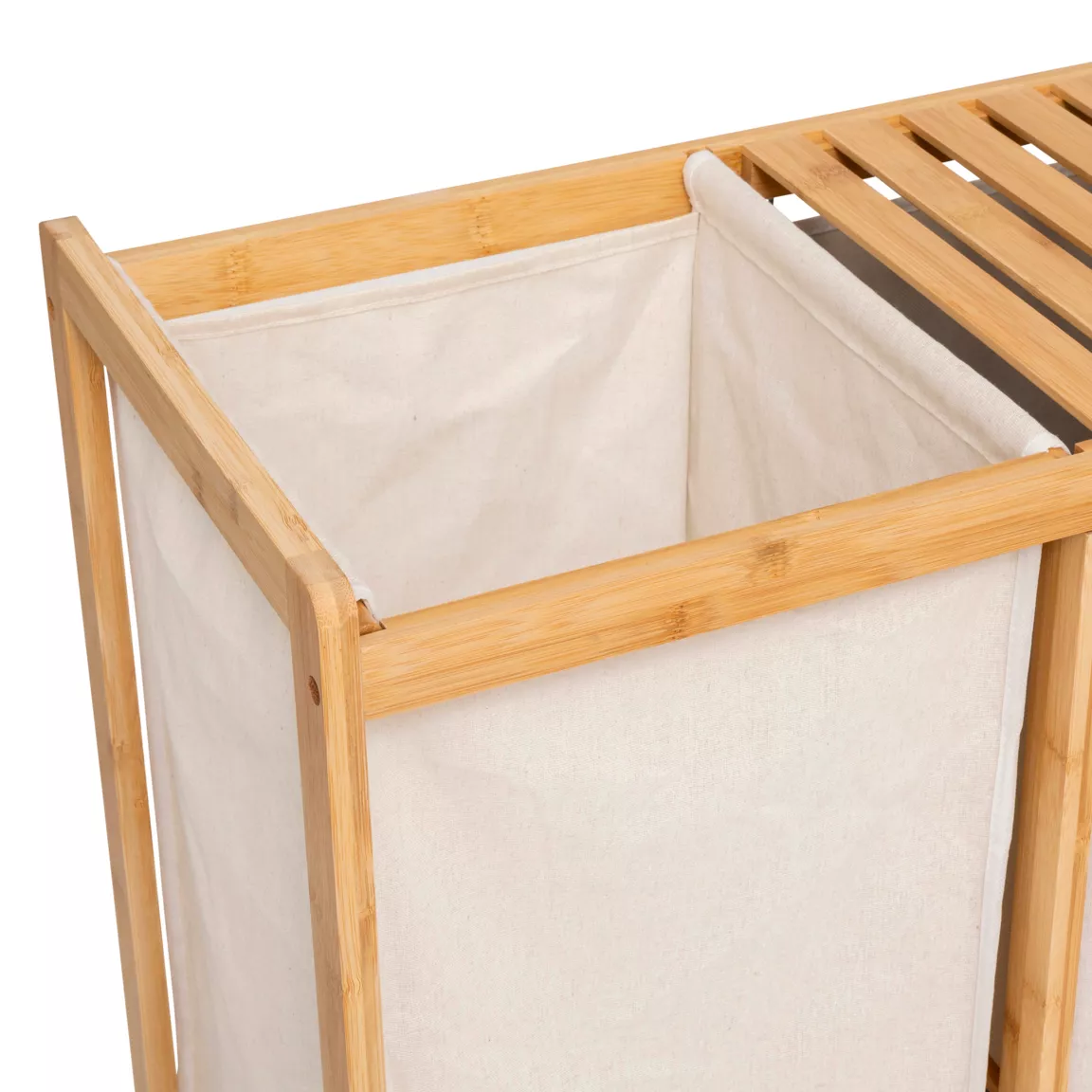 Meuble rangement 2 paniers et panier à linge (82 x H78,5 cm) Tidy Box Ecru