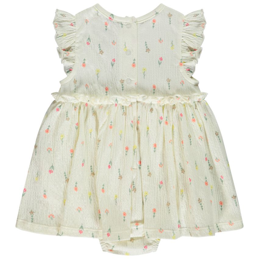 Robe body en jersey froissé imprimé pour bébé fille - Ecru