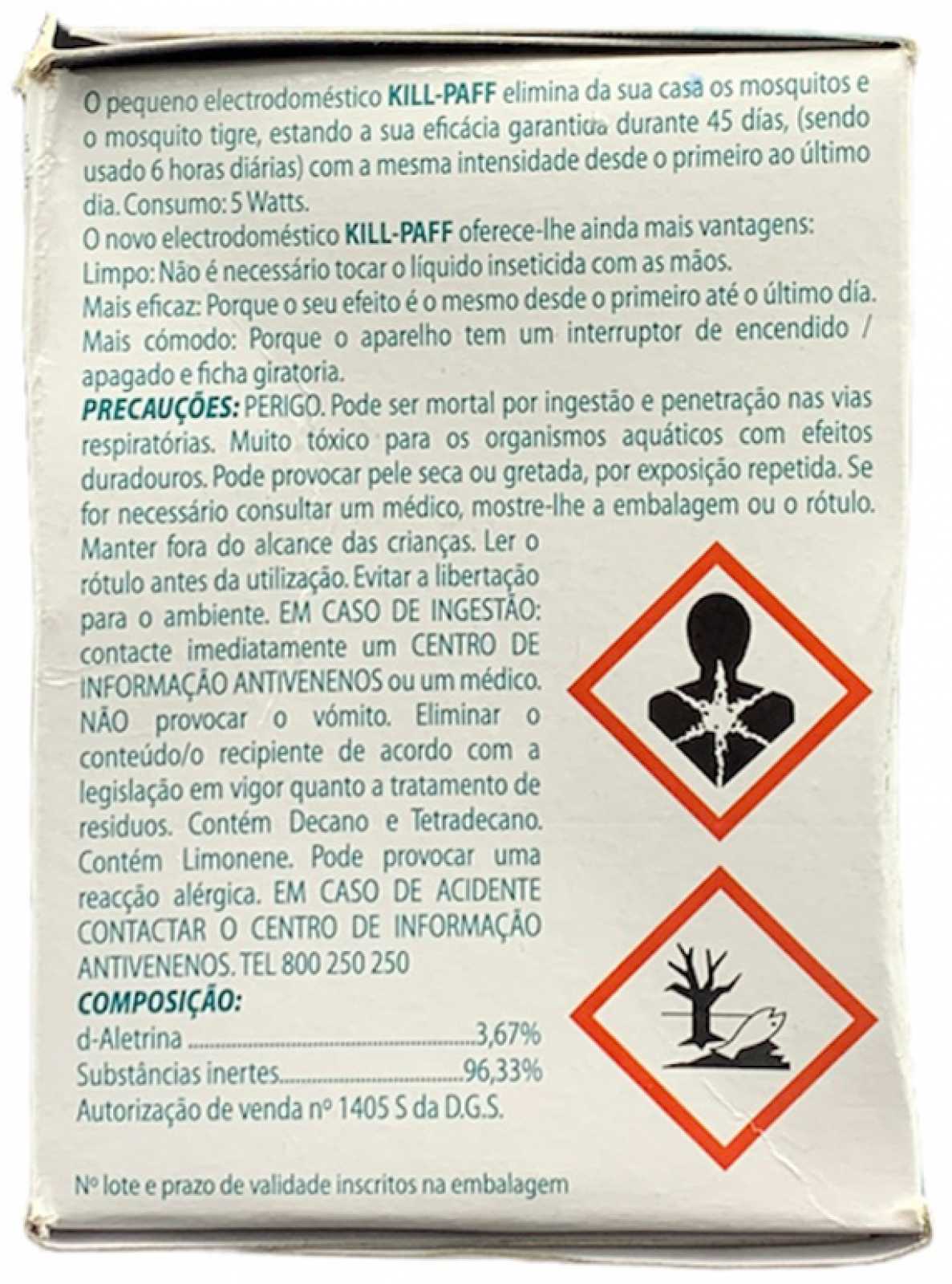 Kit repelente de mosquitos Kill Paff com difusor e refil