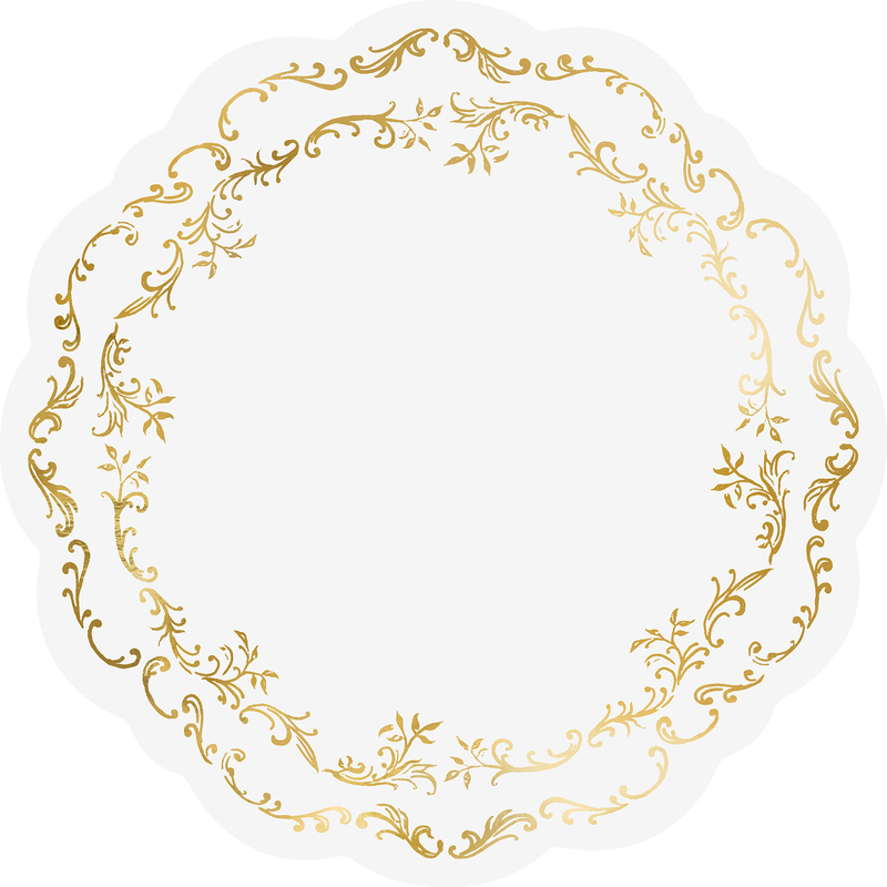 Partydeco Tischsets Ornament, 35.5 x 35.5 cm, weiss/gold, 6 Stück