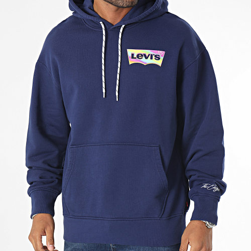Sweat Capuche Relaxed Graphic 38479 Bleu Marine