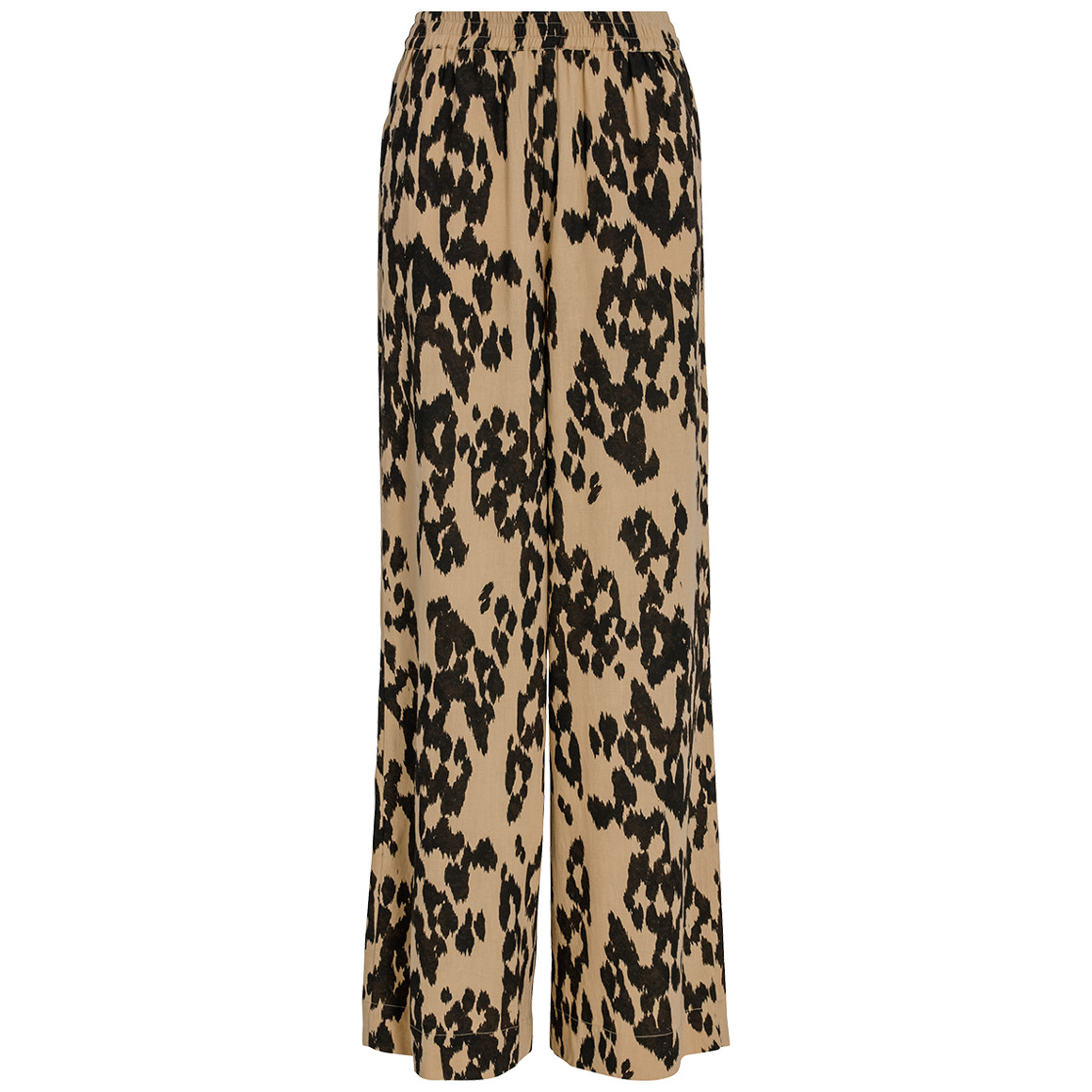 Gina Benotti Damen Leinen-Hose im Leo-Look beige / dunkelbraun
