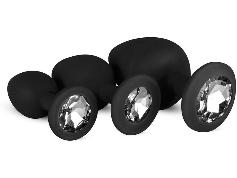 Easytoys Anal Plug aus Silikon mit Diamant Schwarz Sexspielzeug Kollektion für die anale Stimulation