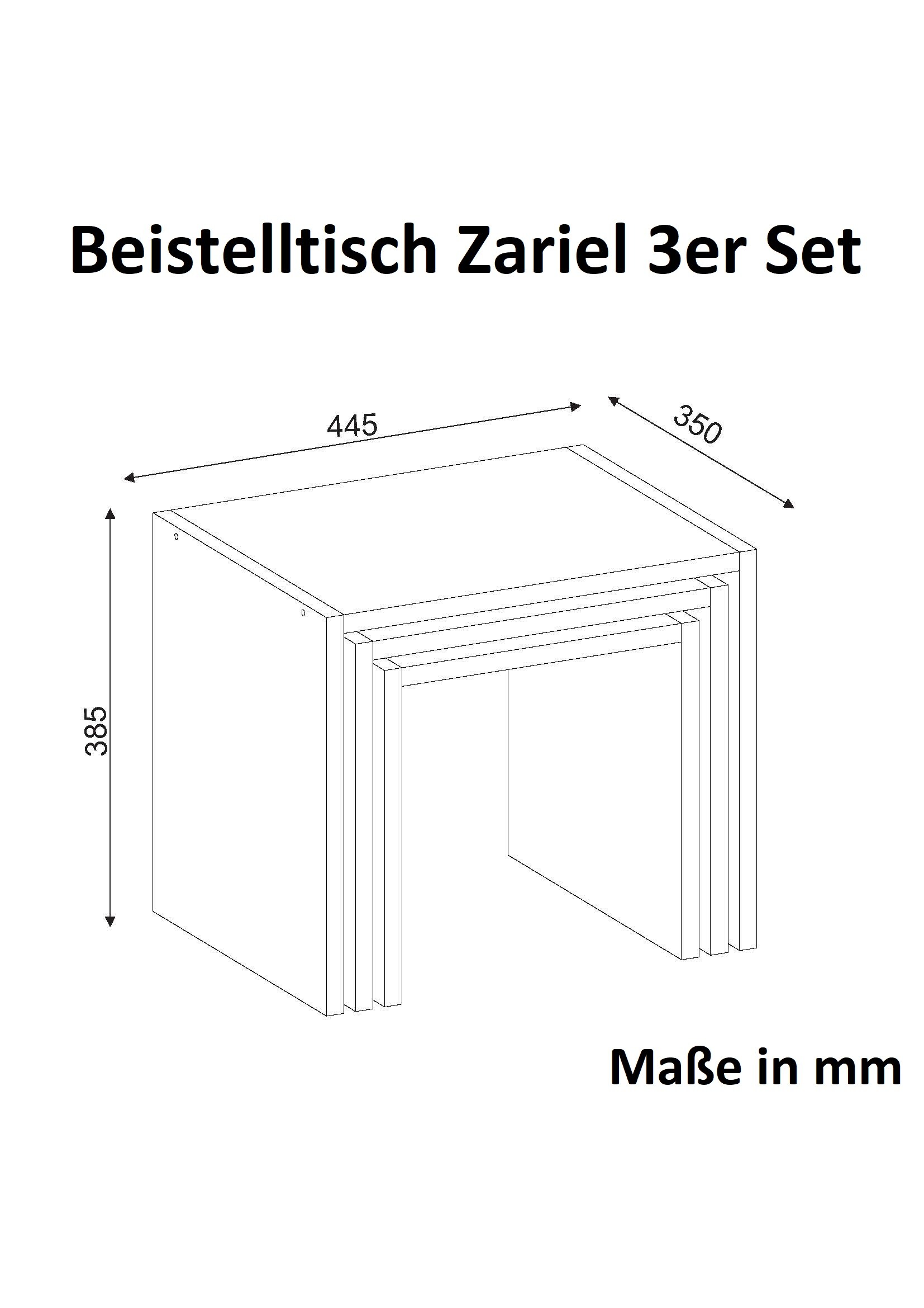 Beistelltisch Zariel 3er Set Weiß