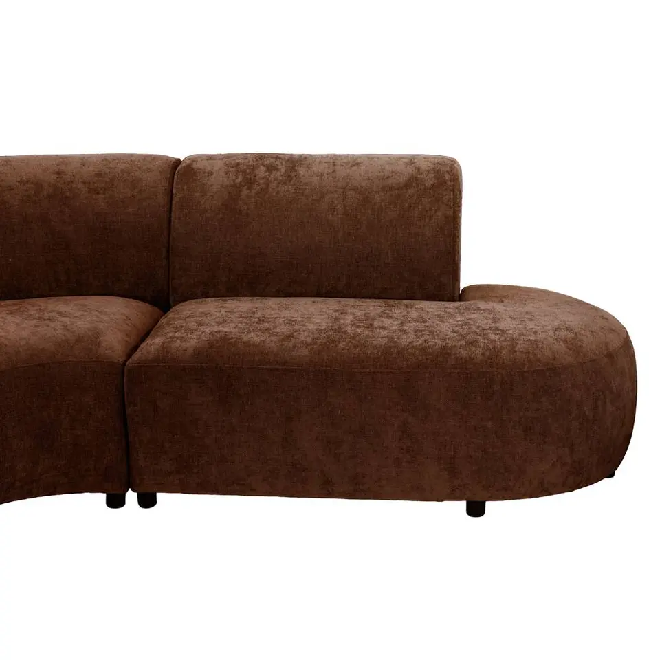 Hoekbank Luna rond - stof Rebel - terracotta