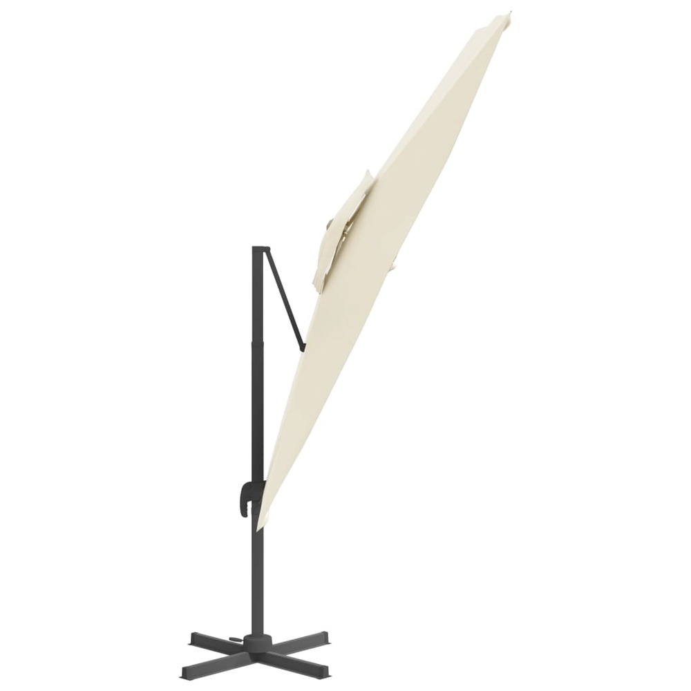 Parasol meuble de jardin cantilever à double toit 300 x 300 cm blanc sable
