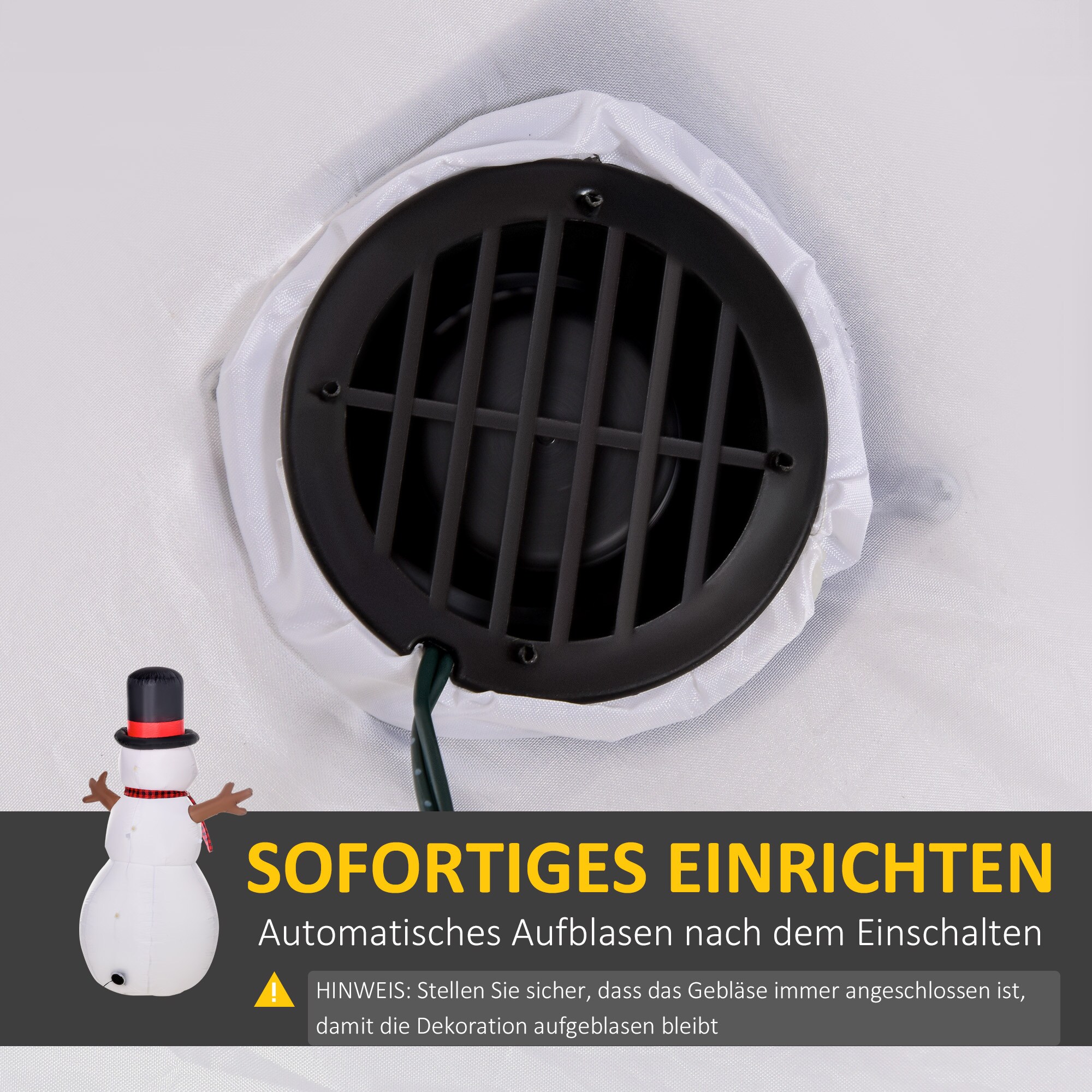 HOMCOM Aufblasbarer Schneemann wetterfest und mit LED-Leuchten bunt 100B x 80T x 182H cm