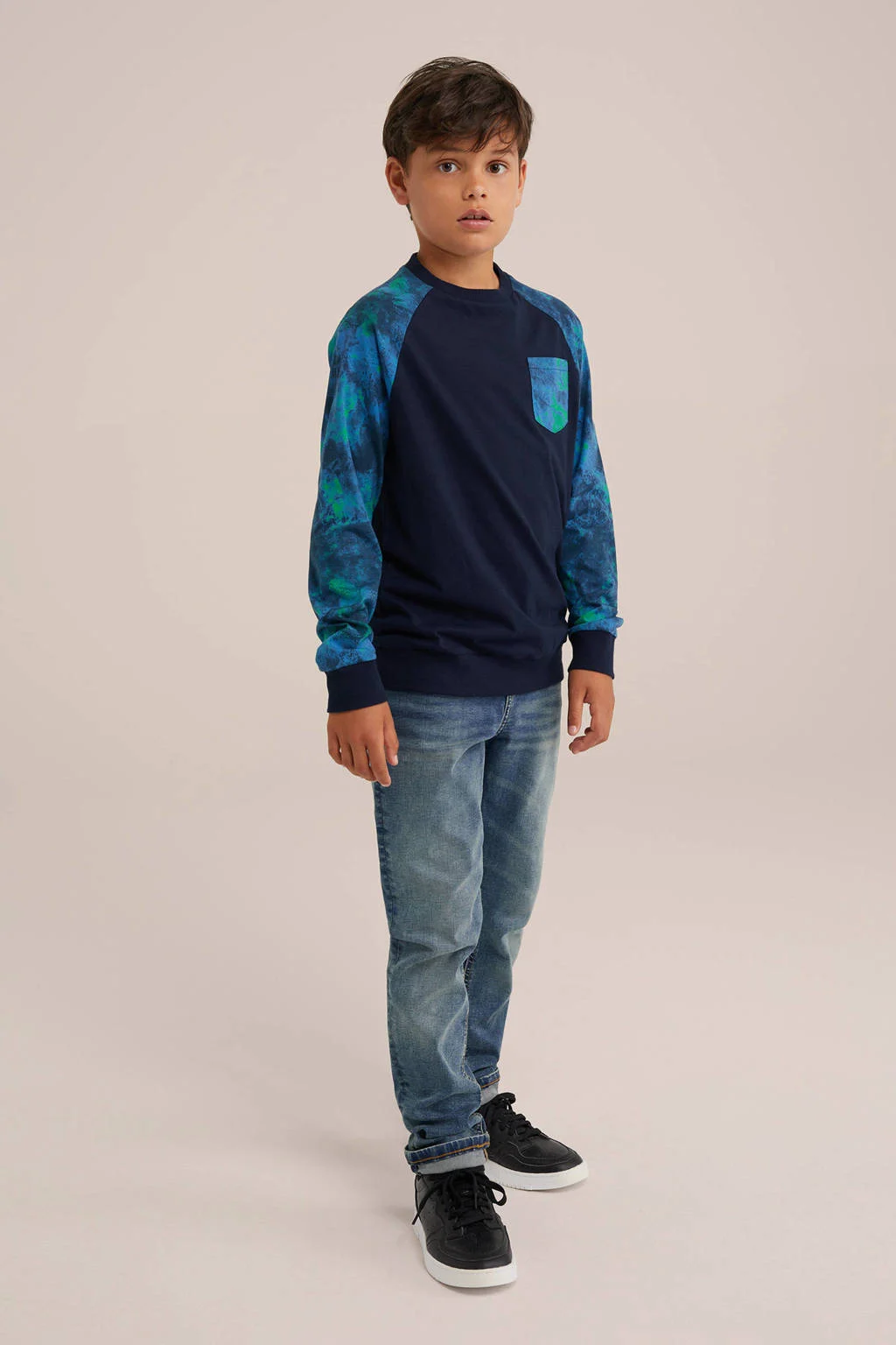 WE Fashion longsleeve blauw/groen