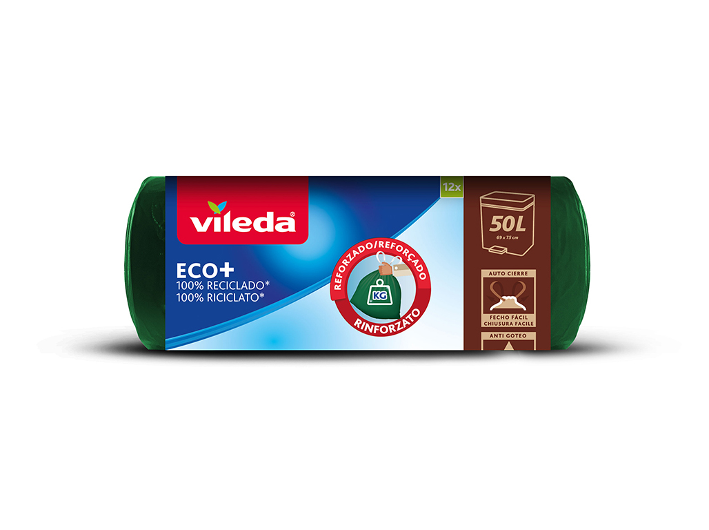 SACOS LIXO VILEDA 100% RECICLADO 50L 12UN