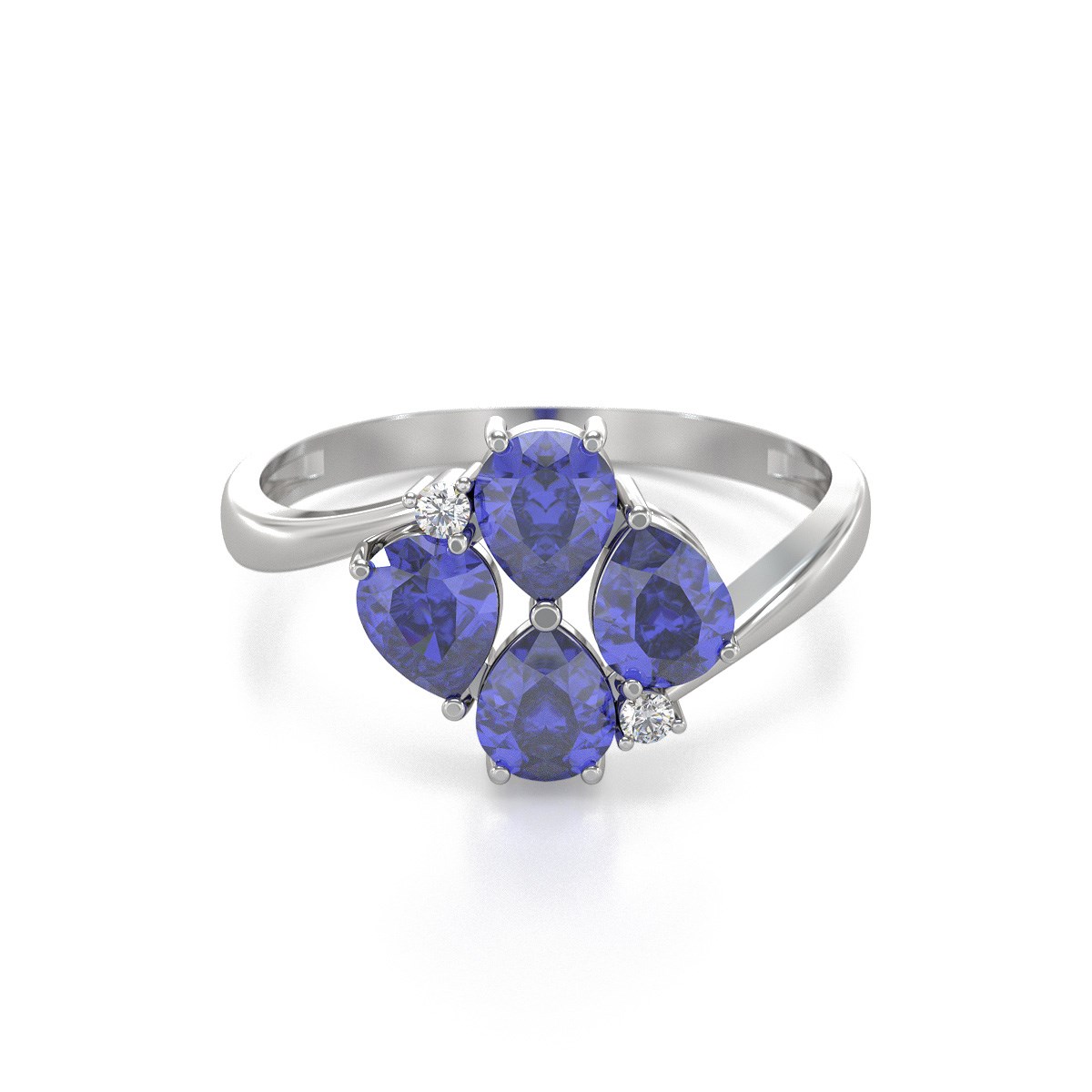 Bague Tanzanite et diamants sur Argent 925 1.87grs