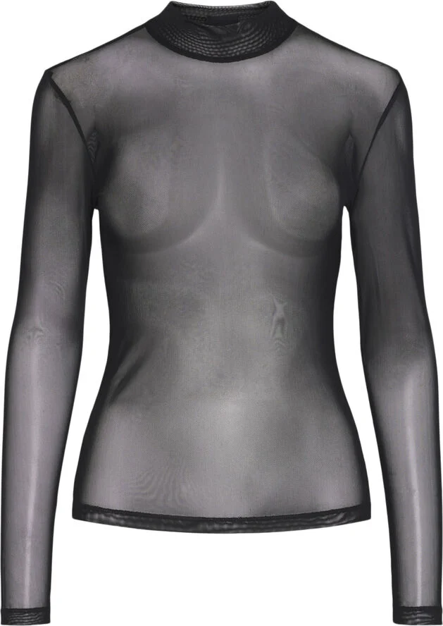 Pieces PCNINNI LS T-NECK MESH TOP NOOS BC Sort