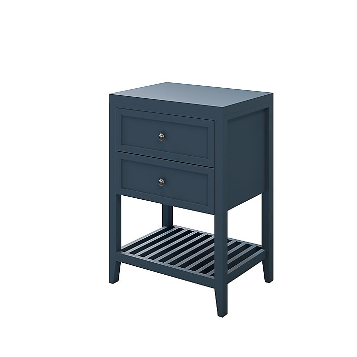 Meuble sous vasque à poser 2 tiroirs GoodHome Perma bleu 60 cm + plan de toilette