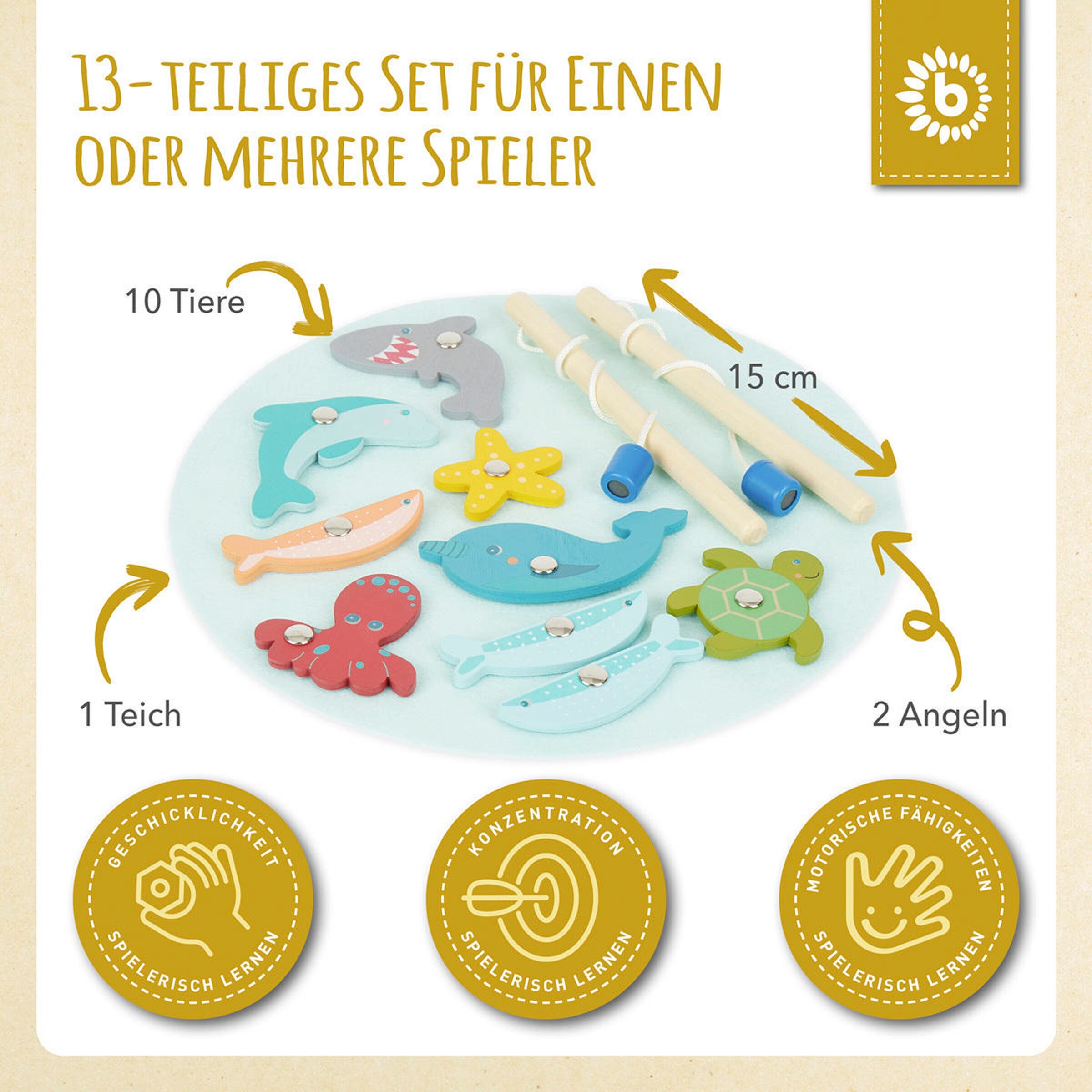 Bieco Magnet Spiel Fische Angeln - ab 12 Monate Mehrfarbig