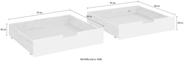 Lüttenhütt Bettschubkasten »Janne« 2er Set, Kiefernholz und MDF, Breite je Schubkasten 97 cm