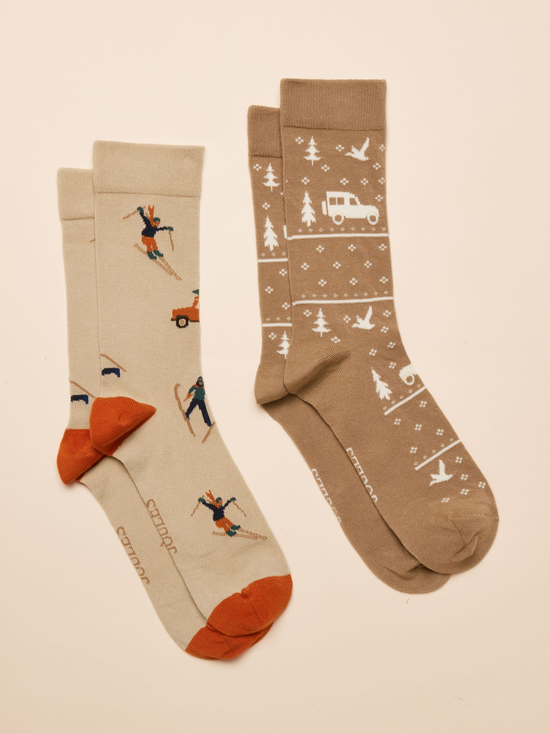 Cream Ski - Joules Kingsbury herensokken 2 pack (maat 7-12)