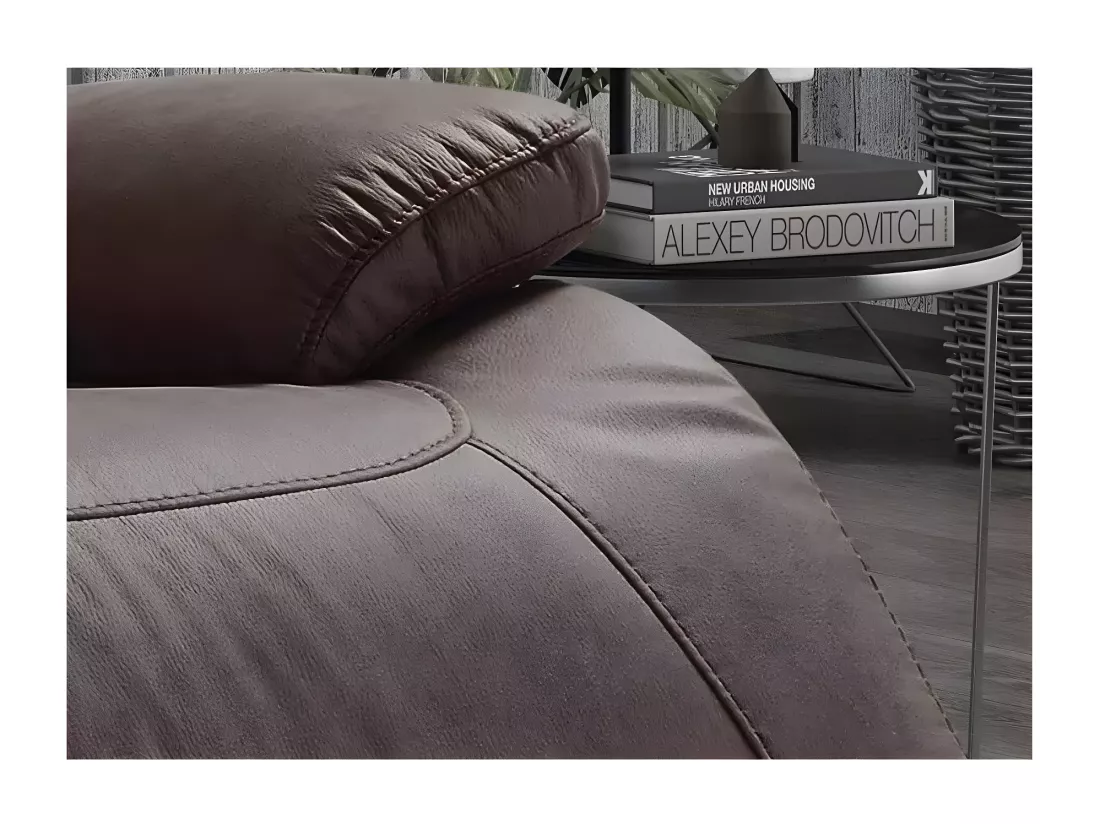Canapé de relaxation électrique en microfibre Ducka-Couleur Marron-Système Electrique-3 places