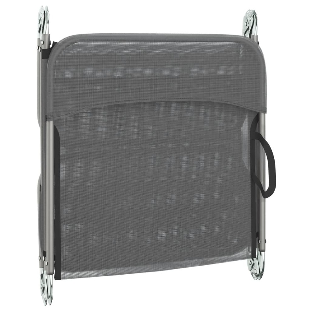 Chaises longues pliables 2 pcs gris textilène et acier