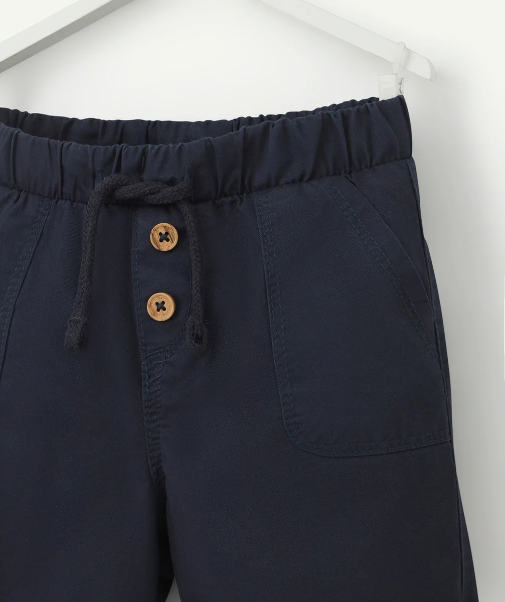 BERMUDA DROIT BÉBÉ GARÇON BLEU MARINE EN COTON