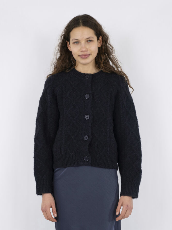 Neo Noir Selda Cable Soft Knit Cardigan Black