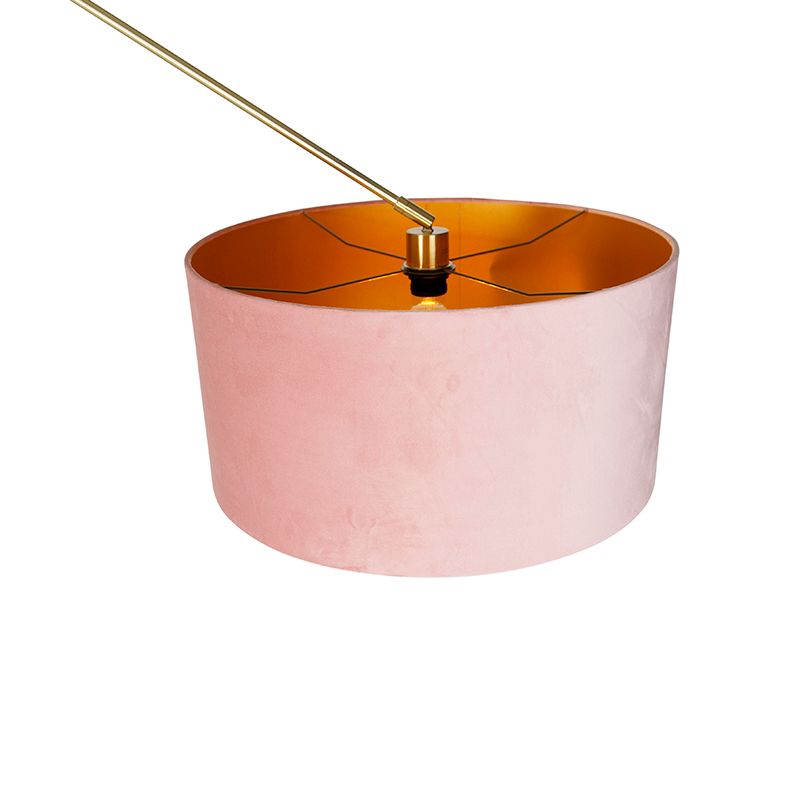 Moderne vloerlamp goud velours kap roze 50 cm - Editor
