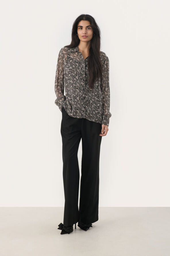 Part Two DelvinaPW SH Black leaf print