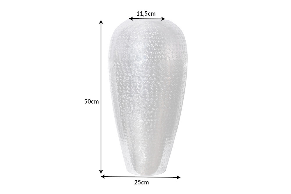 Elegante Vase ORIENTAL 50cm silber im Wild Hammerschlag Design