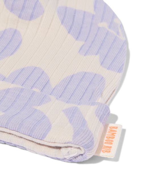 bonnets en bambou côtelé avec fleurs pour bébé - 2 pièces