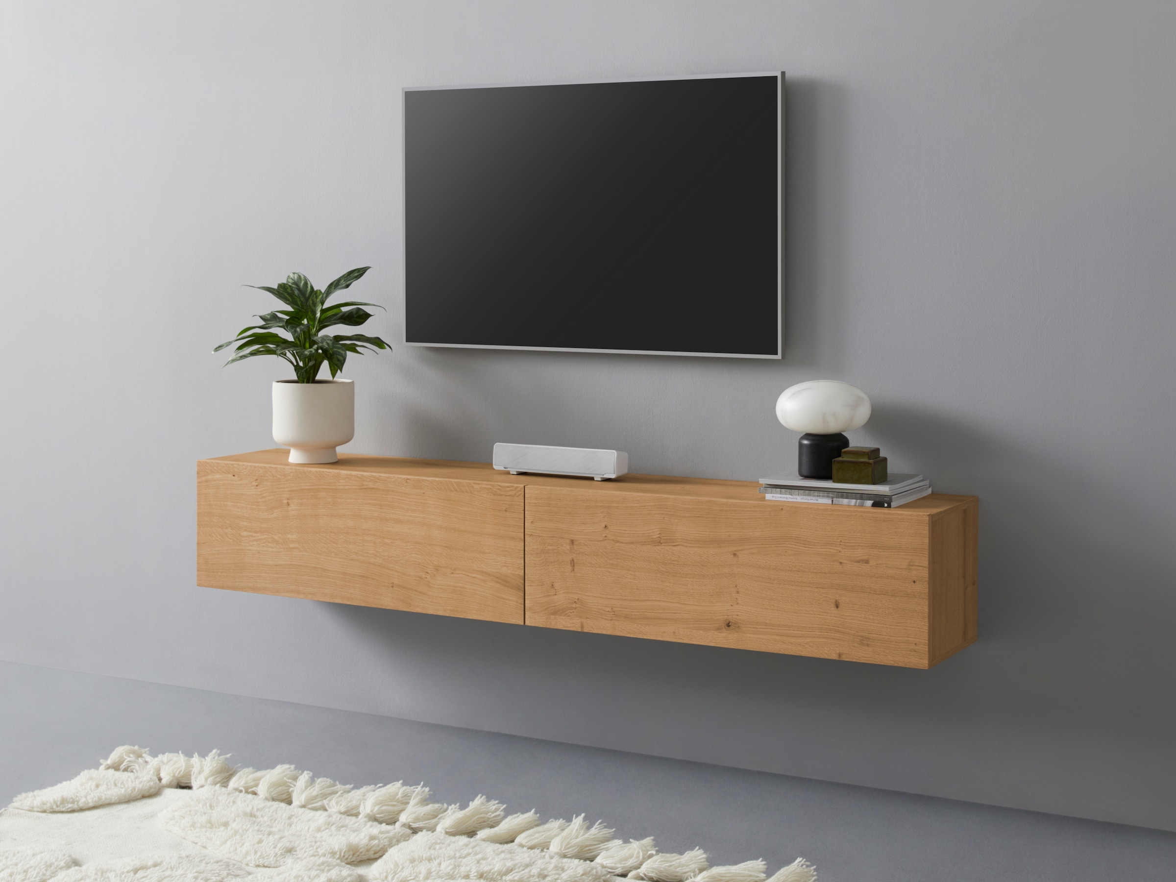 VOGL Möbelfabrik Lowboard »1237« Breite 184 cm, hängend und stehend, Front Eiche furniert