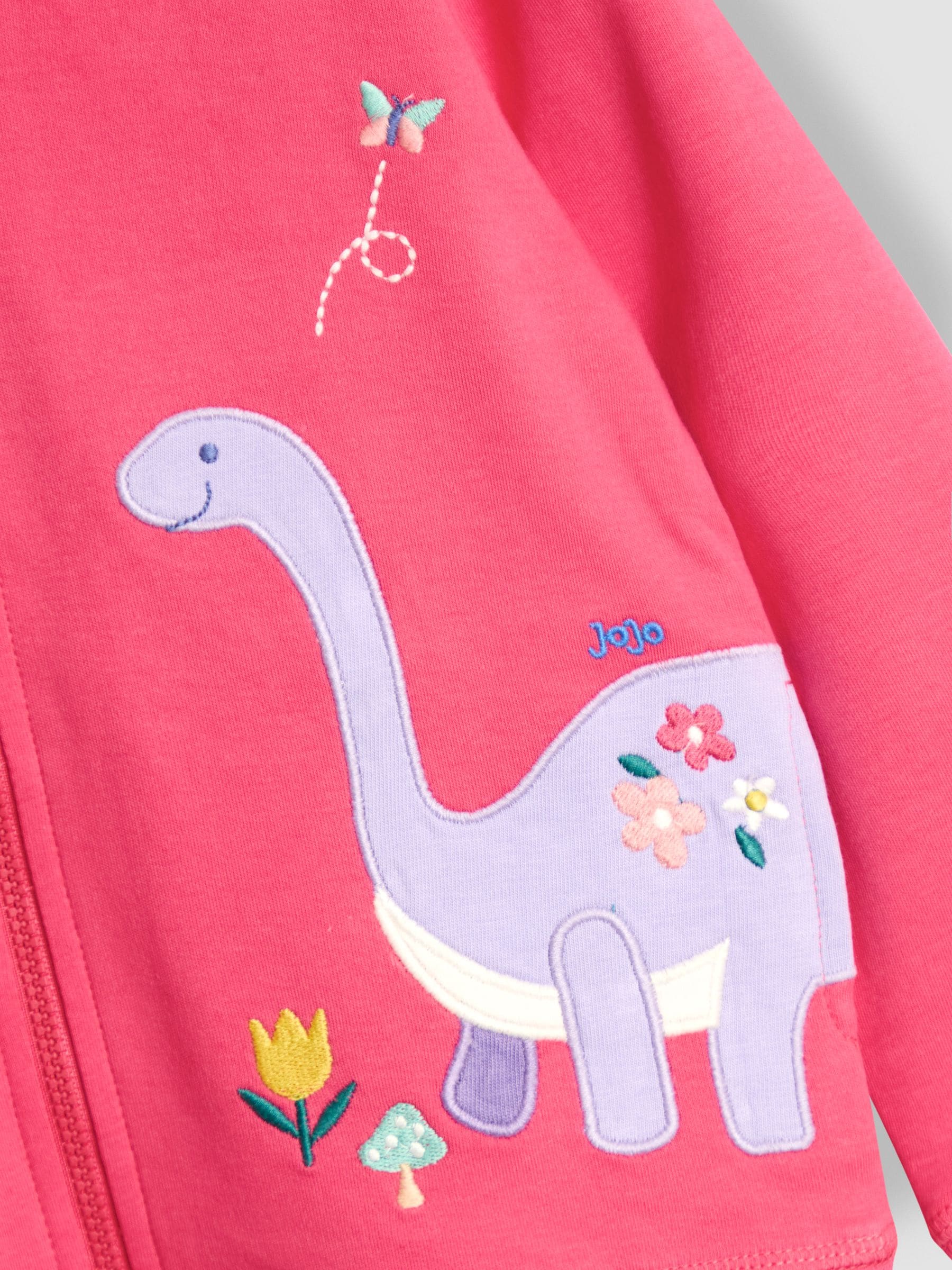 Fuchsiaroze dino - JoJo Maman Bébé - Omkeerbare hoodie met applicatie