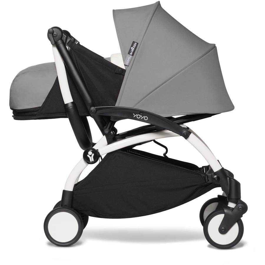 BABYZEN Kinderwagen YOYO2 0+ White mit Neugeborenenaufsatz Grau