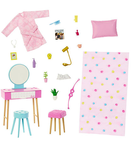 Barbie Puppe m. Zubehör - 30 cm - Schlafzimmer
