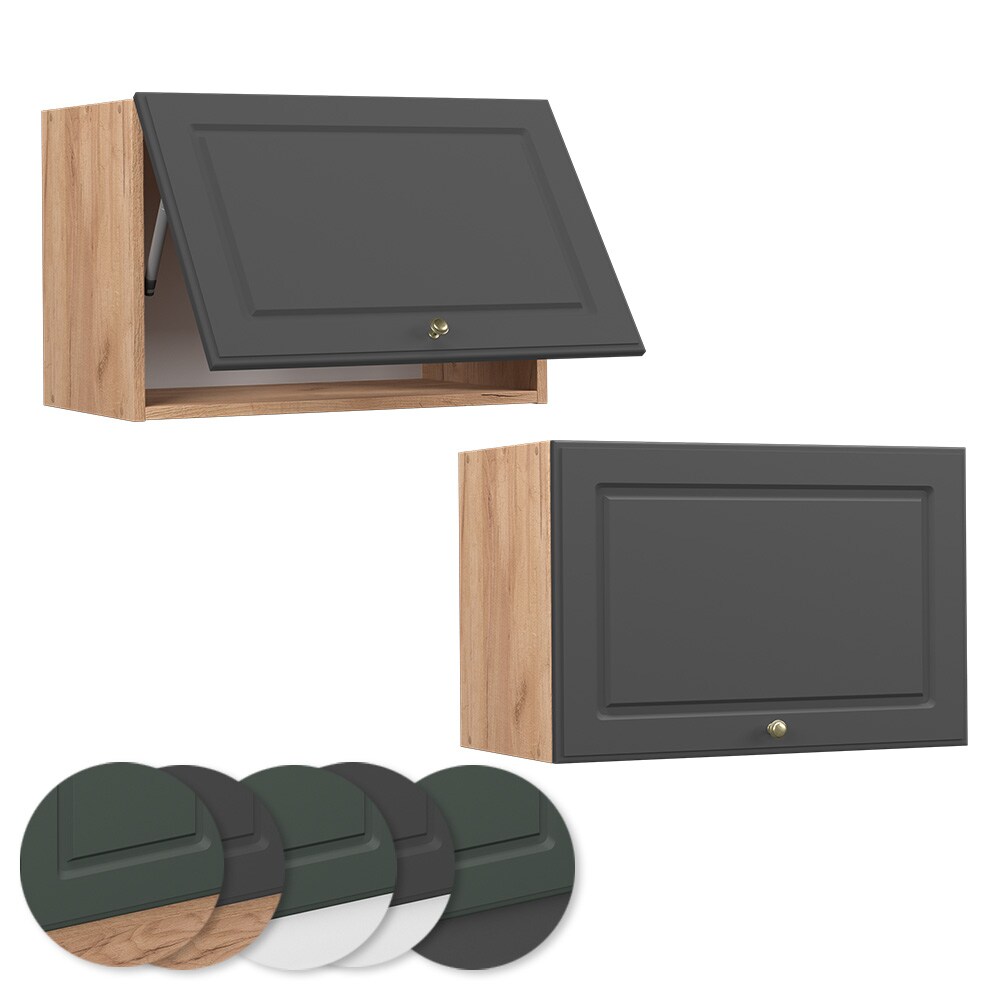 Vicco Hängeschrank Küchenschrank Küchenmöbel Fame-Line Eiche Anthrazit-Gold Landhaus 60 cm Küche Einbauküche Hängeschrank Klapptür Dunstabzugshaube Küchenzeile