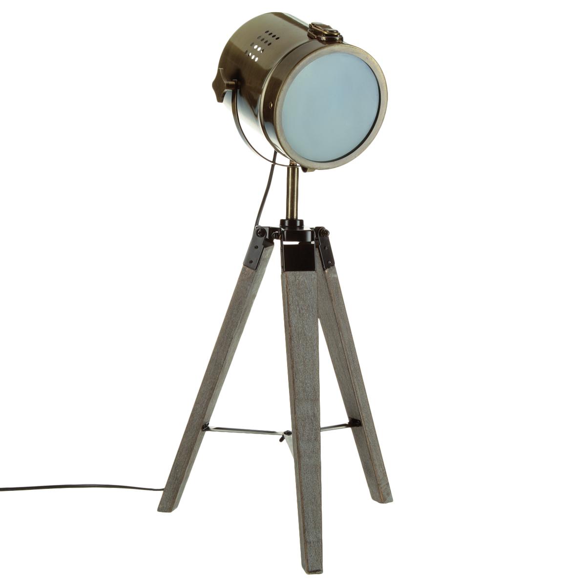 LAMPE TREPIED PIN ET ACIER EBOR BRONZE H.68CM