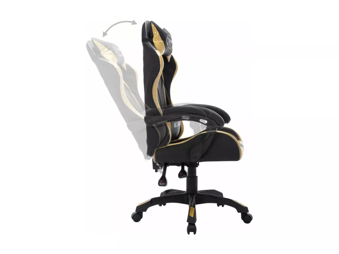 Fauteuil de jeux vidéo avec LED RVB Doré et noir Similicuir