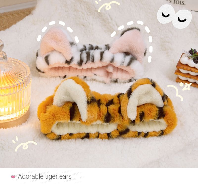 Momoi - Tiger Chenille Gezichtsreiniger Hoofdband