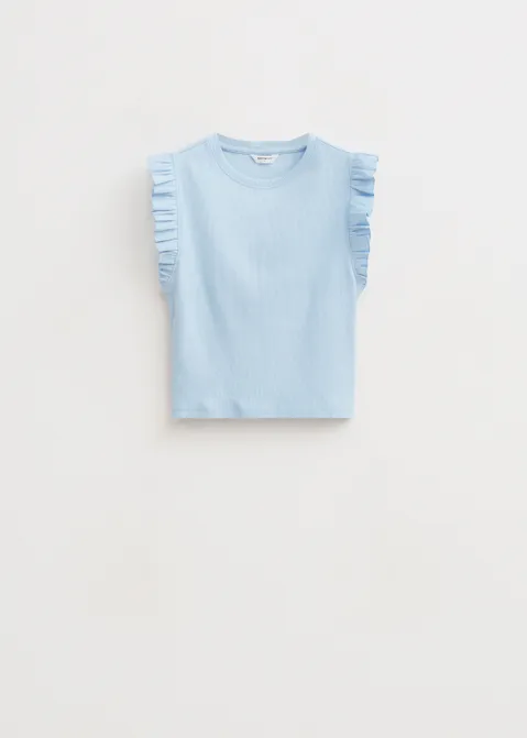Geribde top met ruffles blauw (BLW.L)