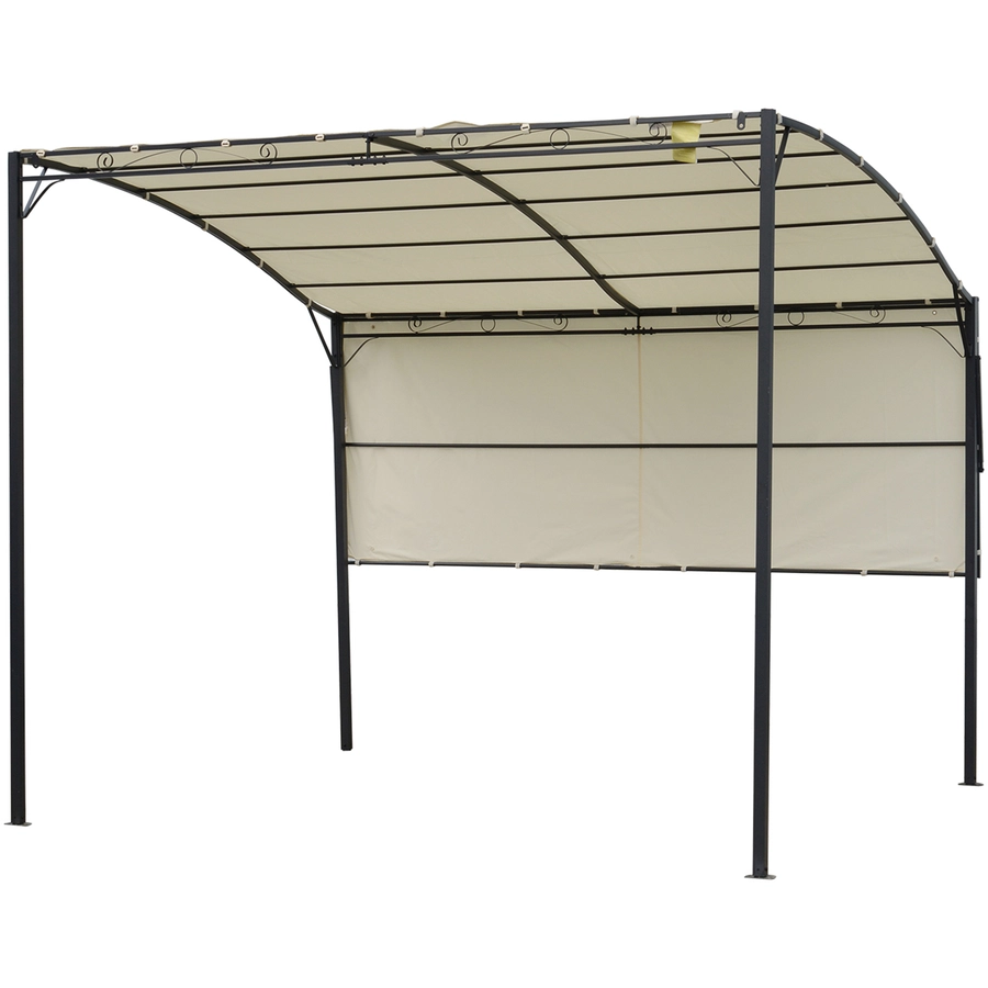 Outsunny Pavillon mit klappbarem Seitendach cremeweiß, schwarz