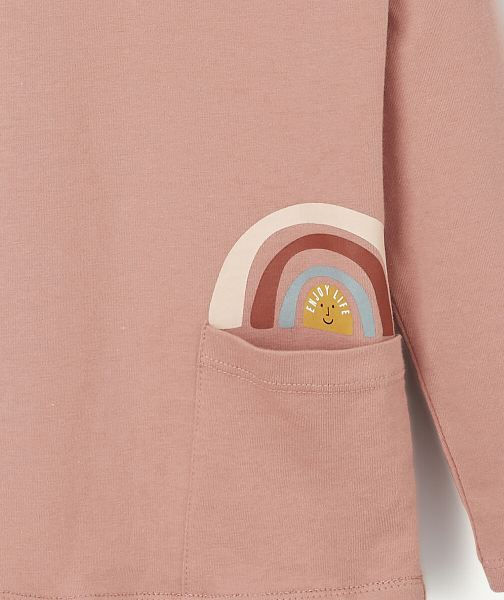 LE T-SHIRT ÉVOLUTIF MANCHES LONGUES VIEUX ROSE EN COTON PIMA