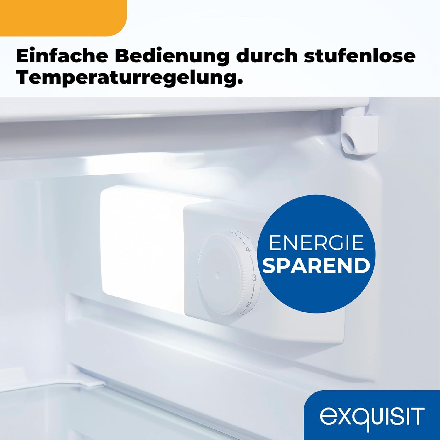 Exquisit Kühlschrank mit Gefrierfach | 109 l Nutzinhalt, Energieklasse E, 40 dB(A) | kompakte Bauform, 4-Sterne-Gefrierfach, LED-Beleuchtung, manuelle Abtauung | KS516-4-E-040E weiss