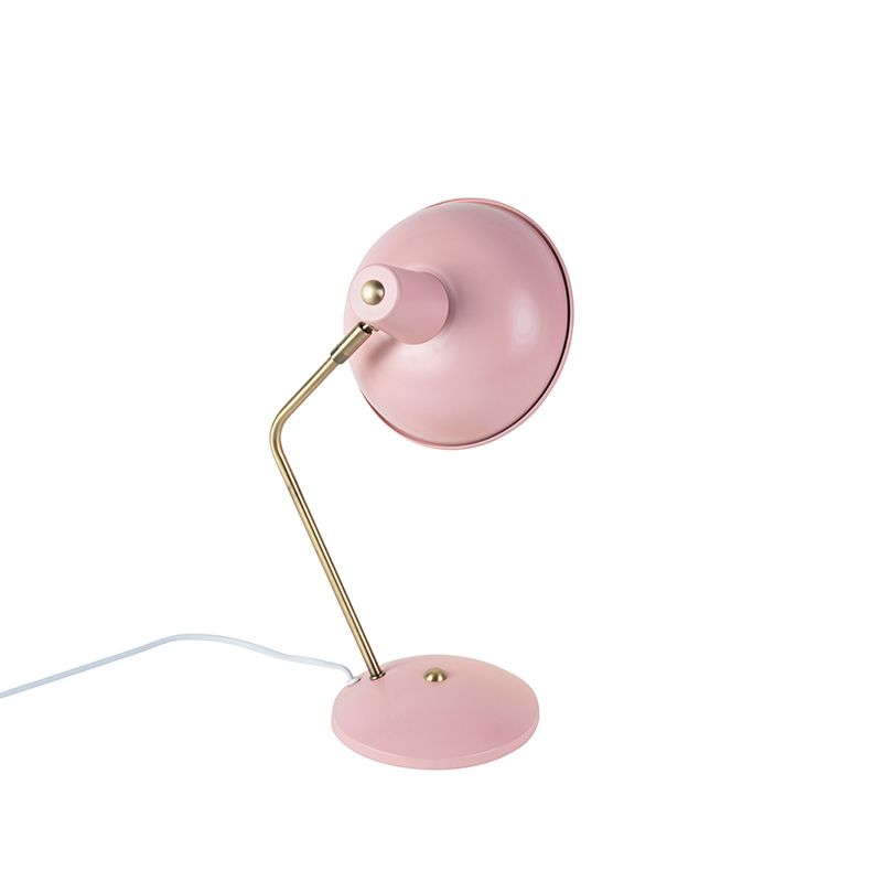 Retro tafellamp roze met brons - Milou