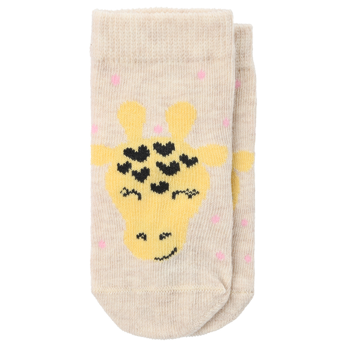 Topomini 2 Paar Newborn Socken mit Tier-Motiven beige / pink