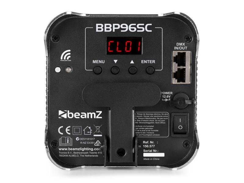 BeamZ Bodenstrahler BBP96SC Uplight Par Chrom Akkubetriebener LED-Bodenstrahler 6x 12W